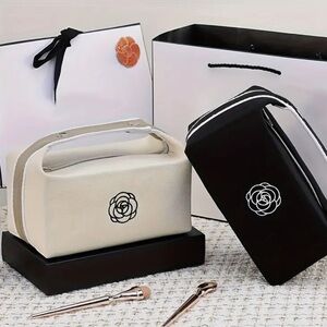 NEW Large Canvas Camelia Fashion Cosmetic Bag